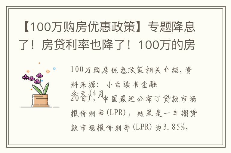 【100万购房优惠政策】专题降息了！房贷利率也降了！100万的房贷，月供节省60元