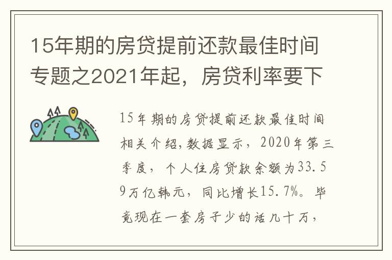 15年期的房贷提前还款最佳时间专题之2021年起，房贷利率要下调？新规下，提前还款最好超过1年