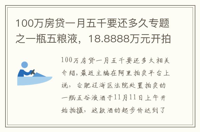 100万房贷一月五千要还多久专题之一瓶五粮液，18.8888万元开拍，仅1人出价并胜出！原主人已被判24年9个月