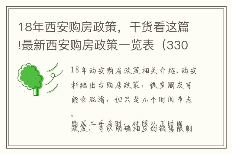 18年西安购房政策，干货看这篇!最新西安购房政策一览表（330后新政）