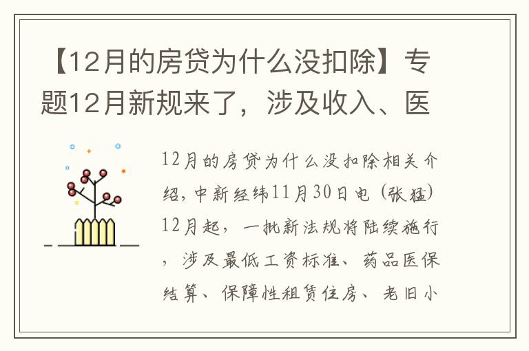 【12月的房贷为什么没扣除】专题12月新规来了，涉及收入、医疗、住房、出行、饮水