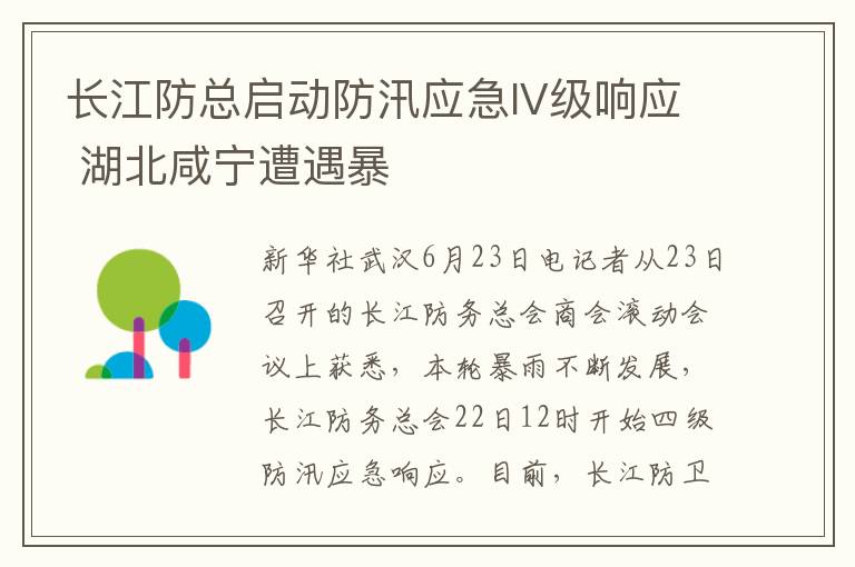 长江防总启动防汛应急IV级响应 湖北咸宁遭遇暴文章配图