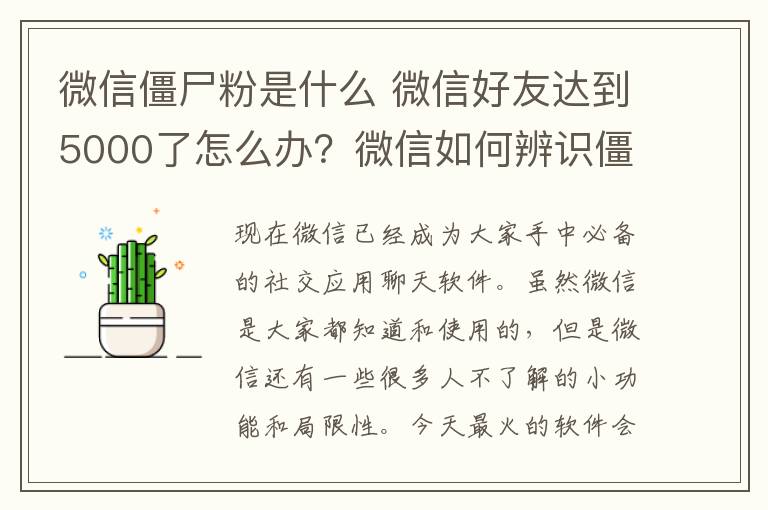 微信僵尸粉是什么 微信好友达到5000了怎么办？微信如何辨识僵尸粉文章配图