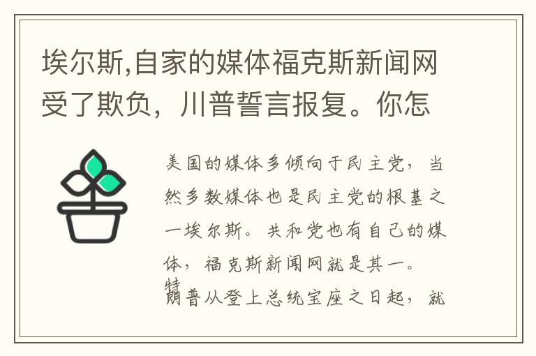 埃尔斯,自家的媒体福克斯新闻网受了欺负，川普誓言报复。你怎么看？文章配图