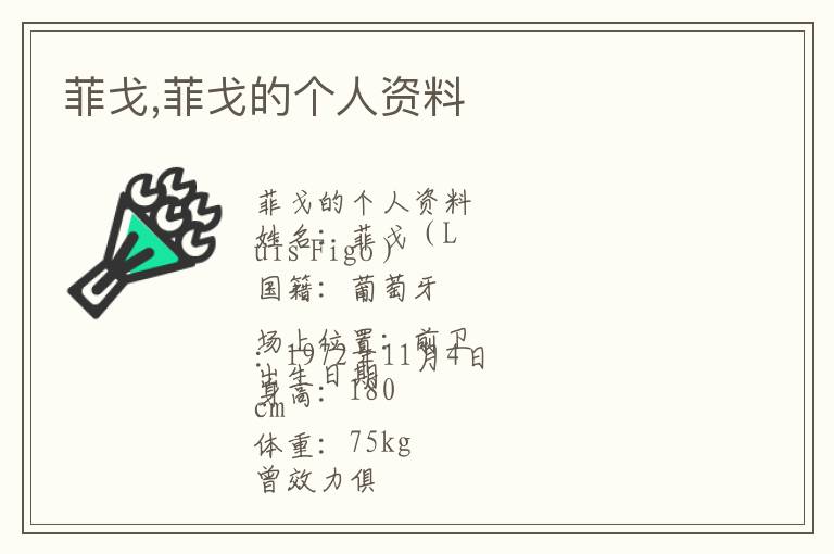 菲戈,菲戈的个人资料文章配图