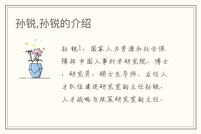 孙锐,孙锐的介绍文章配图