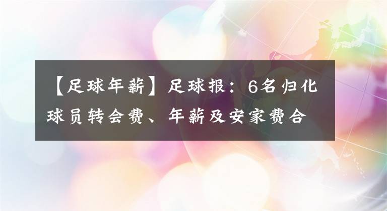 【足球年薪】足球报：6名归化球员转会费、年薪及安家费合计8.7亿人民币