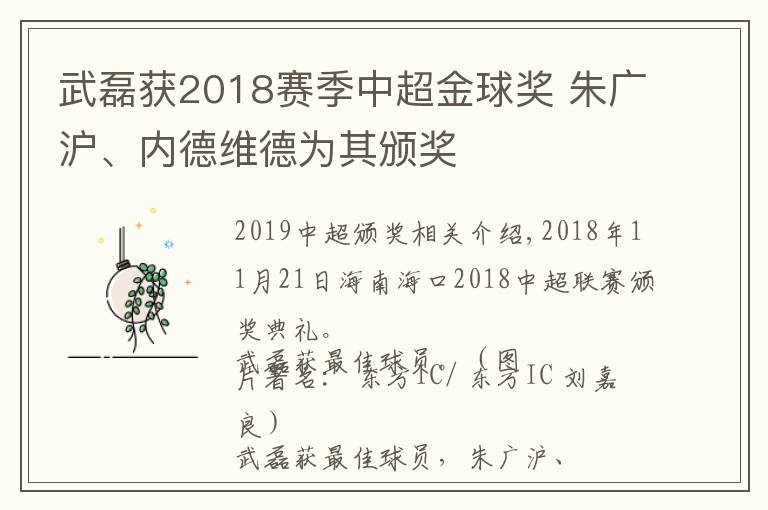 武磊获2018赛季中超金球奖 朱广沪、内德维德为其颁奖文章配图