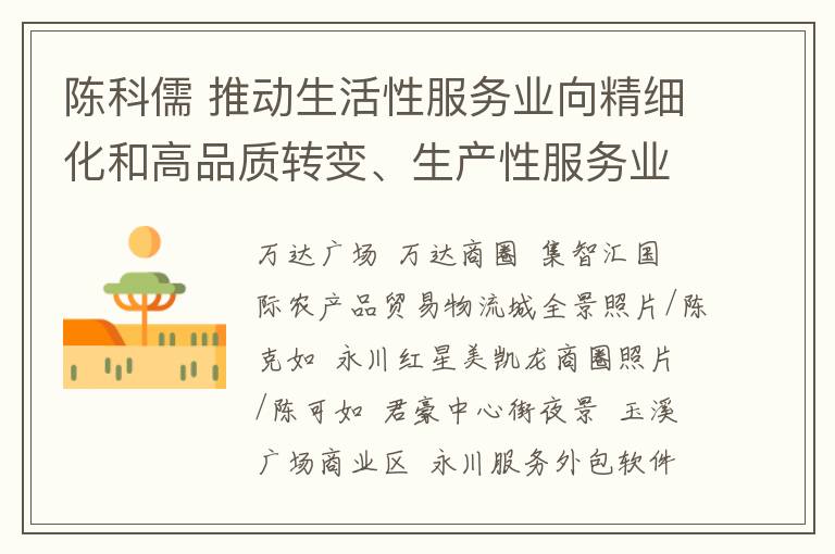 陈科儒 推动生活性服务业向精细化和高品质转变、生产性服务业向专业化和中高端延伸 永川 加快建设现代服务业高地文章配图