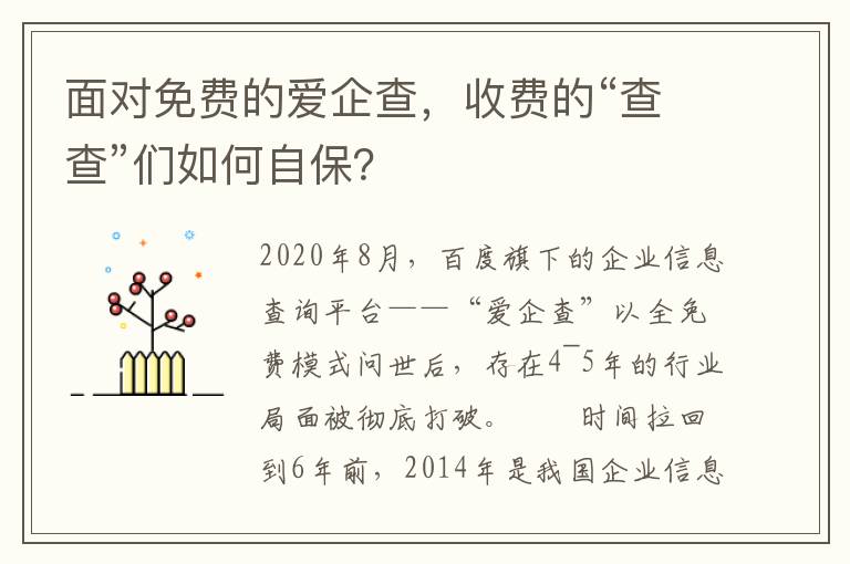 面对免费的爱企查，收费的“查查”们如何自保？文章配图