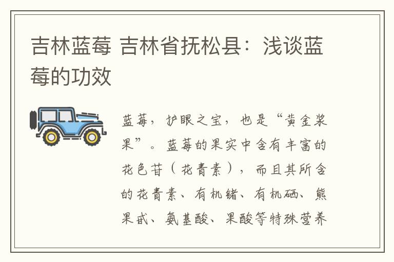 吉林蓝莓 吉林省抚松县：浅谈蓝莓的功效文章配图