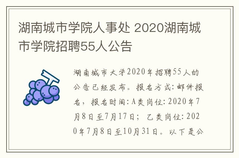 湖南城市学院人事处 2020湖南城市学院招聘55人公告文章配图