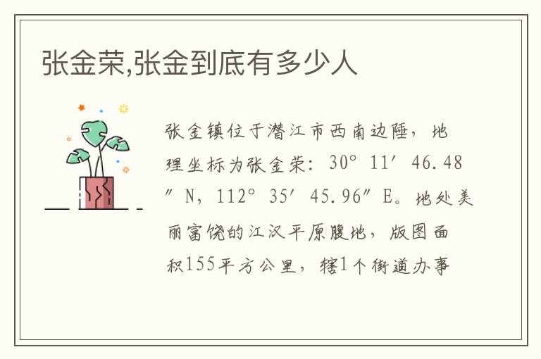 张金荣,张金到底有多少人文章配图