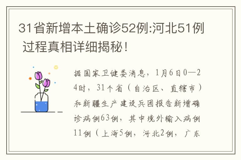 31省新增本土确诊52例:河北51例 过程真相详细揭秘！文章配图