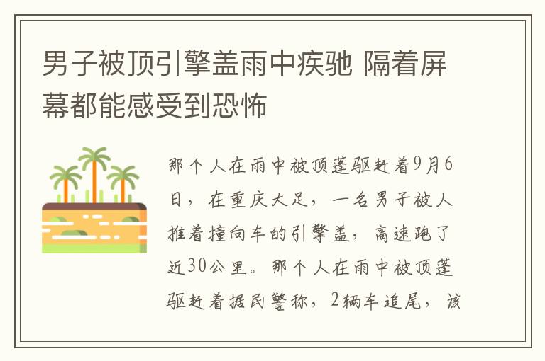 男子被顶引擎盖雨中疾驰 隔着屏幕都能感受到恐怖文章配图