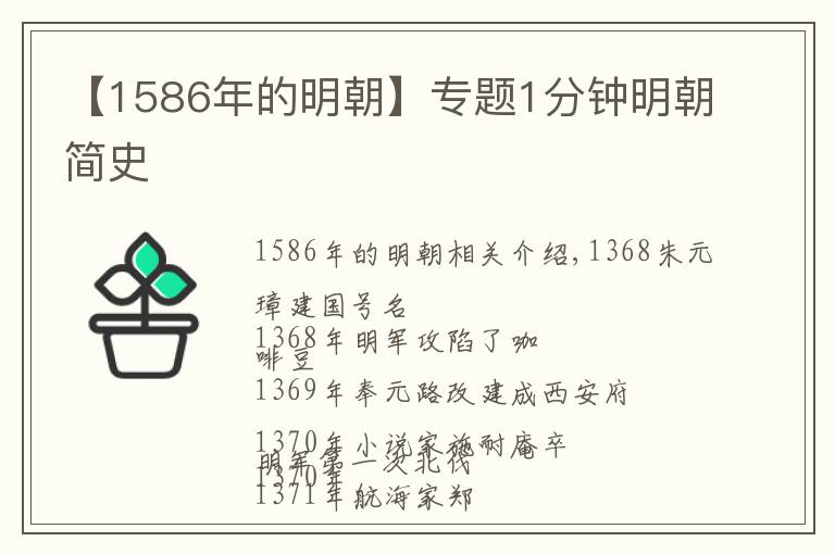 【1586年的明朝】专题1分钟明朝简史