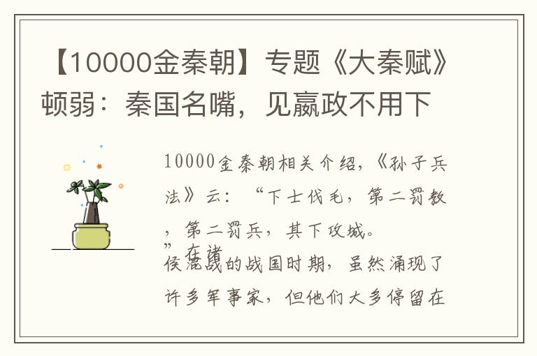 【10000金秦朝】专题《大秦赋》顿弱：秦国名嘴，见嬴政不用下跪，秦始皇在他面前哭穷