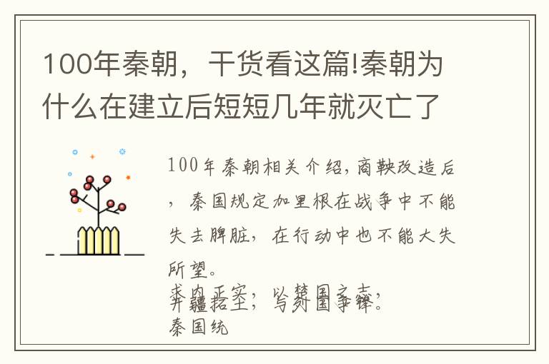 100年秦朝，干货看这篇!秦朝为什么在建立后短短几年就灭亡了？秦始皇的百万雄狮去哪了？