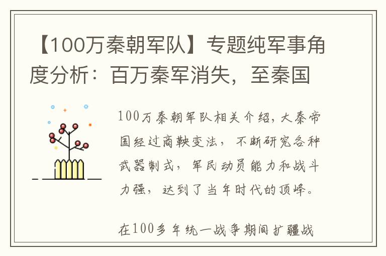 【100万秦朝军队】专题纯军事角度分析：百万秦军消失，至秦国灭亡的主要原因