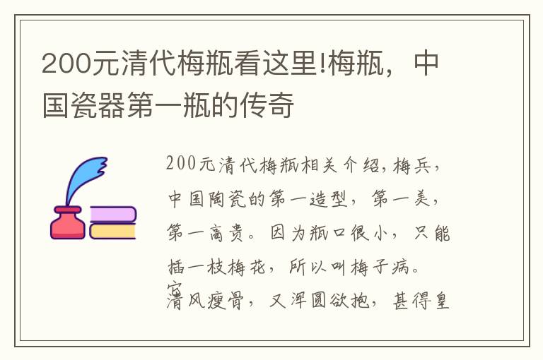 200元清代梅瓶看这里!梅瓶，中国瓷器第一瓶的传奇