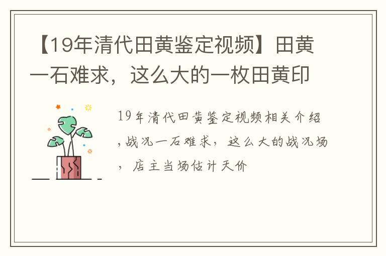 【19年清代田黄鉴定视频】田黄一石难求，这么大的一枚田黄印章，店主当场估天价