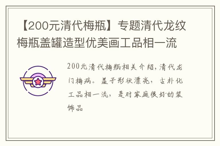 【200元清代梅瓶】专题清代龙纹梅瓶盖罐造型优美画工品相一流是家庭非常好收藏及装饰品