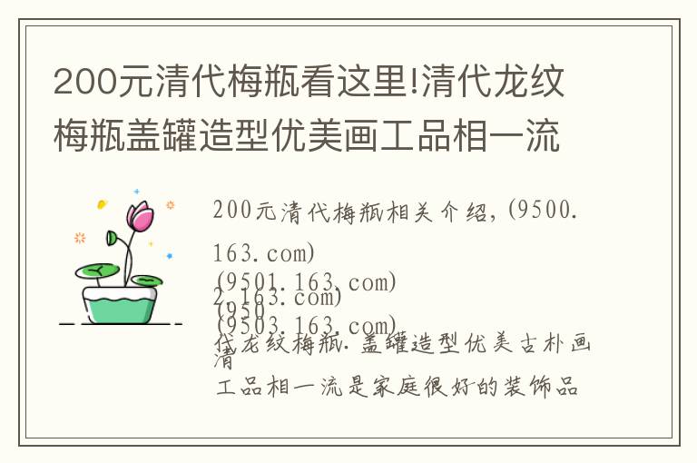 200元清代梅瓶看这里!清代龙纹梅瓶盖罐造型优美画工品相一流是家庭非常好收藏及装饰品