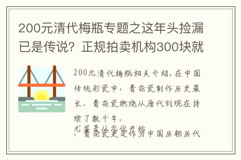 200元清代梅瓶专题之这年头捡漏已是传说？正规拍卖机构300块就能买一个清朝青花瓷