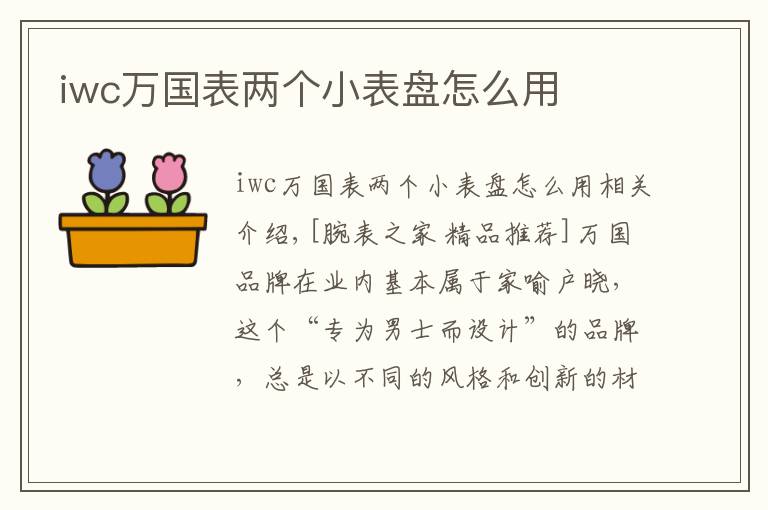iwc万国表两个小表盘怎么用文章配图