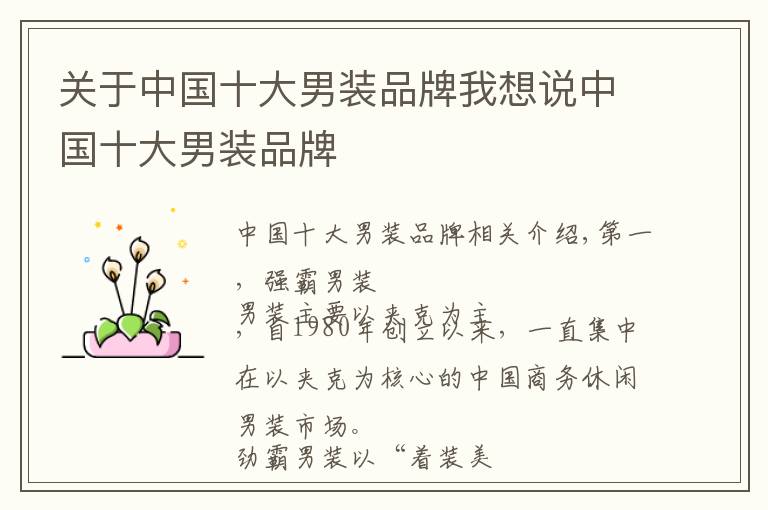 关于中国十大男装品牌我想说中国十大男装品牌文章配图