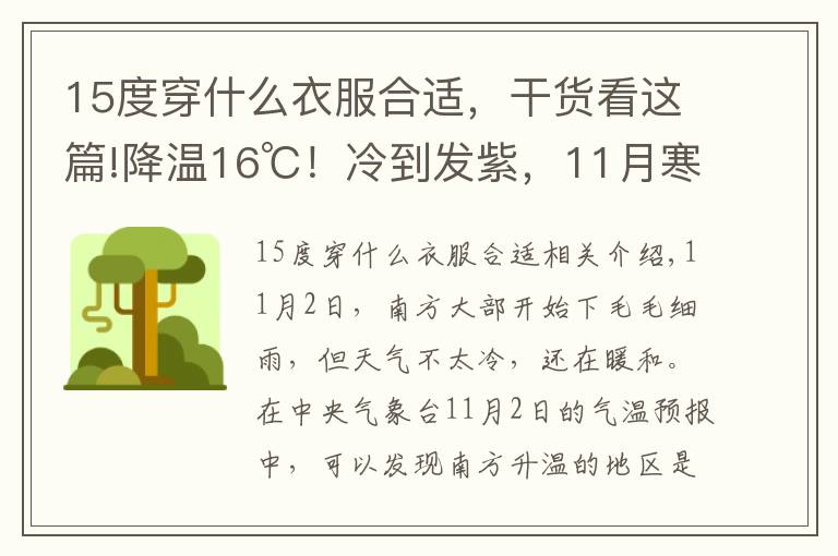 15度穿什么衣服合适，干货看这篇!降温16℃！冷到发紫，11月寒潮来了：拉尼娜确定，今冬恐更冷文章配图