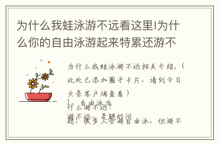 为什么我蛙泳游不远看这里!为什么你的自由泳游起来特累还游不远？