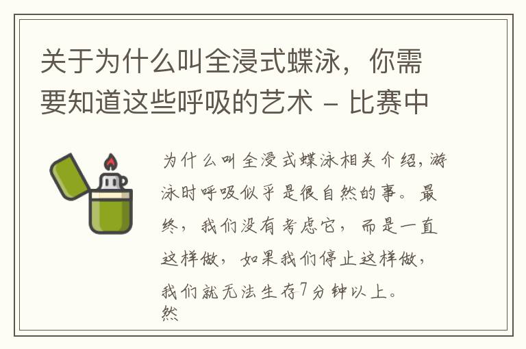 关于为什么叫全浸式蝶泳，你需要知道这些呼吸的艺术 - 比赛中的呼吸