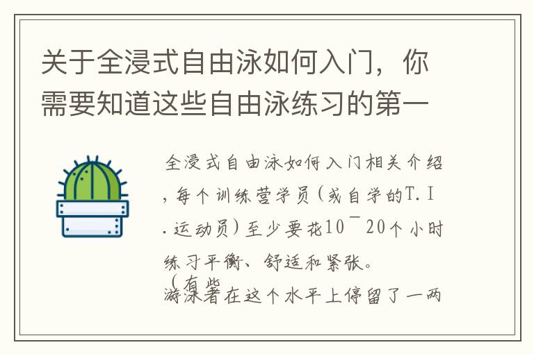 关于全浸式自由泳如何入门，你需要知道这些自由泳练习的第一阶段：节省能量