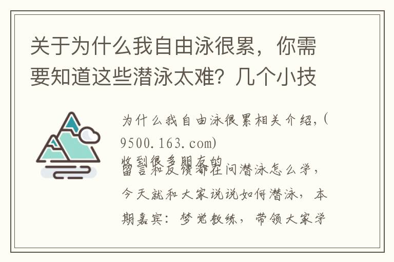 关于为什么我自由泳很累，你需要知道这些潜泳太难？几个小技巧让你轻松掌握