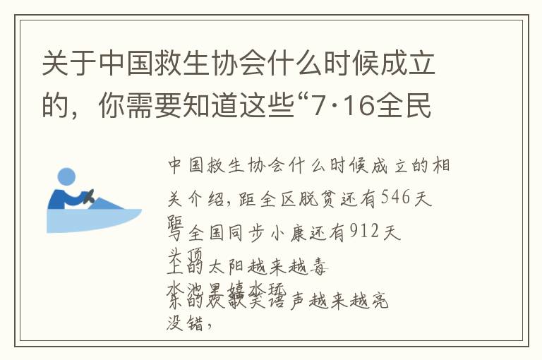 关于中国救生协会什么时候成立的，你需要知道这些“7·16全民游泳健身周”系列活动来了！快来报名参加吧~