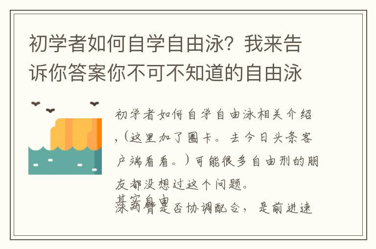 初学者如何自学自由泳？我来告诉你答案你不可不知道的自由泳手臂交叉技术