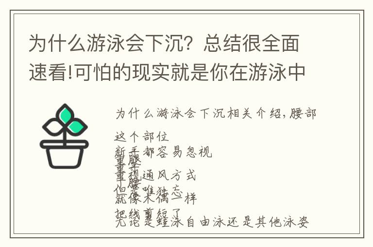 为什么游泳会下沉？总结很全面速看!可怕的现实就是你在游泳中塌腰！急需这3种方法帮你纠正