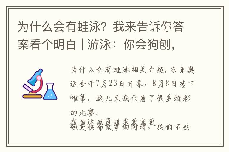 为什么会有蛙泳？我来告诉你答案看个明白 | 游泳：你会狗刨，他们会蛙泳、蝶泳、仰泳、爬泳