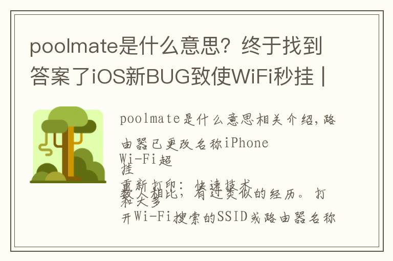 poolmate是什么意思？终于找到答案了iOS新BUG致使WiFi秒挂 | 华为Mate50系列并未取消