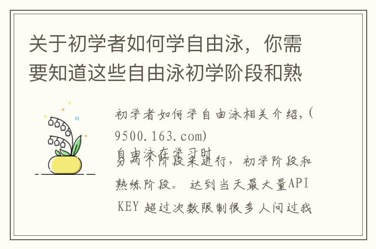 关于初学者如何学自由泳，你需要知道这些自由泳初学阶段和熟练阶段的划水路线