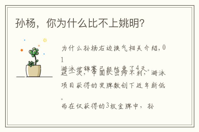 孙杨，你为什么比不上姚明？文章配图