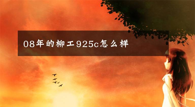 08年的柳工925c怎么样文章配图