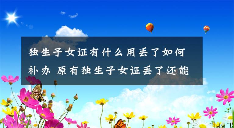 独生子女证有什么用丢了如何补办 原有独生子女证丢了还能补办吗文章配图