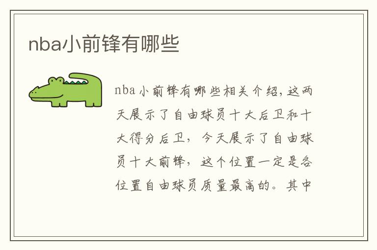 nba小前锋有哪些