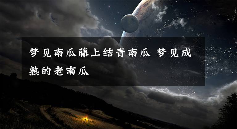 梦见南瓜藤上结青南瓜 梦见成熟的老南瓜