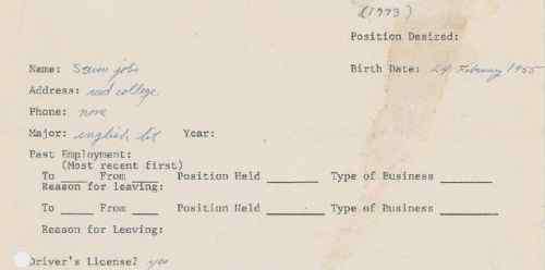 乔布斯简历 1973年乔布斯求职简历拍出天价 18岁乔布斯个人简介