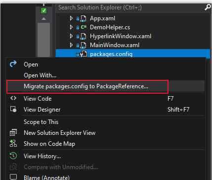 完成packages 自动将 NuGet 包的引用方式从 packages.config 升级为 PackageReference