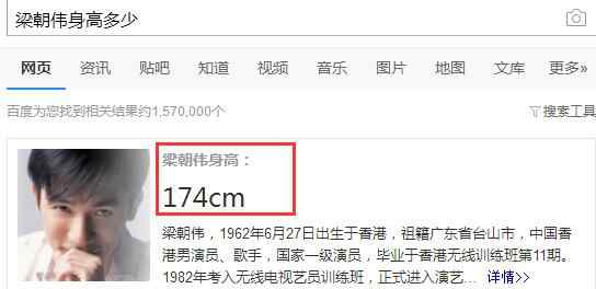 梁朝伟真实身高 梁朝伟身高多少