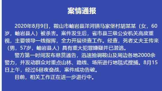 辽宁鞍山杀妻案告破 到底发生了什么